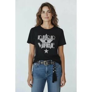 Dior Vibe Linen Blend Tee Shirt in Black